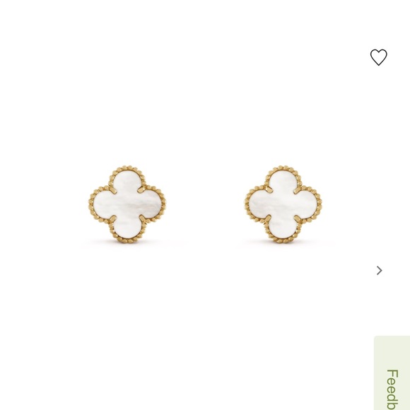 SOLD🎈VCA Alhambra Earrings, 18K Gold & Mother of Pearl - Picture 4 of 6